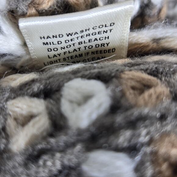 Lovestitch Cardigan Sweater Womens Small Brown Cream Striped Open Chunky Cozy - Picture 12 of 12